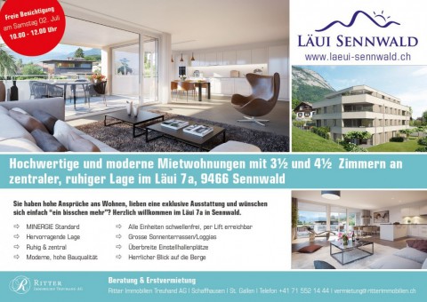 Freie Besichtigung in der Wohnüberbauung "Läui" in 9466 Sennwald. Weitere Infos unter www.laeui-sennwald.ch