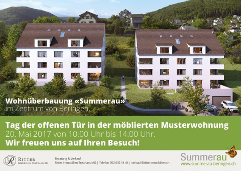 Wir laden Sie herzlich zum Tag der offenen Tür in der Wohnüberbauung "Summerau" in 8222 Beringen ein