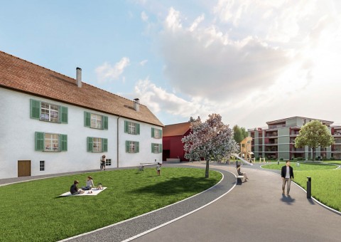 Erfolgreicher Spatenstich für das Neubauprojekt «Gloggeguet» in 8207 Schaffhausen-Herblingen. Bereits im November 2018 soll mit dem Bau begonnen werden.
