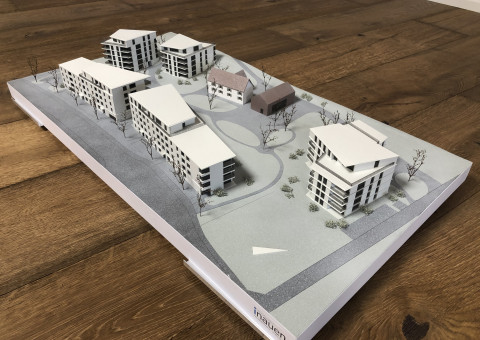 Unser massstabgetreues Modell der Wohnüberbauung "Gloggeguet" in 8207 Schaffhausen ist fertiggestellt