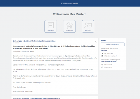 Unser neues Onlineportal für Stockwerkeigentümer steht ab sofort zur Verfügung. Interessiert? Melden Sie sich bei uns.
